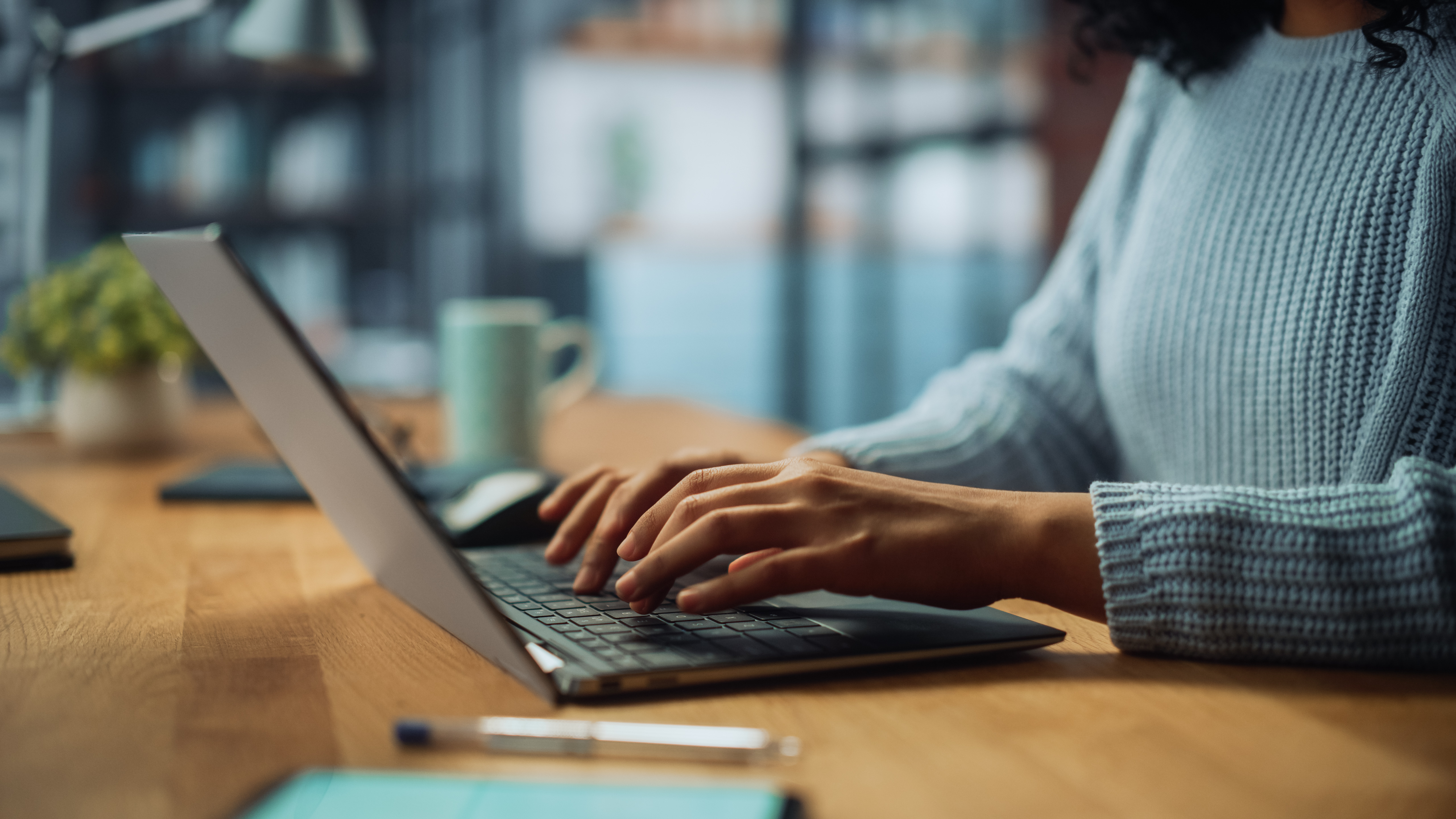 Person on laptop at home