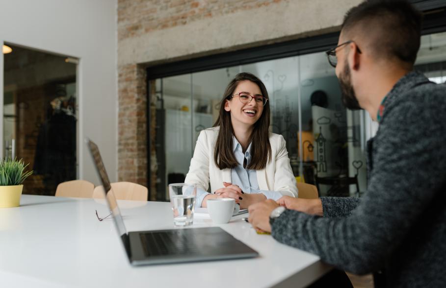 Person on first day at new job