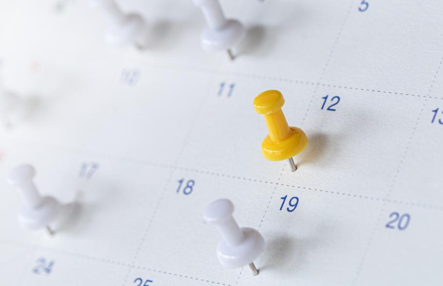 Drawing pins in a calendar