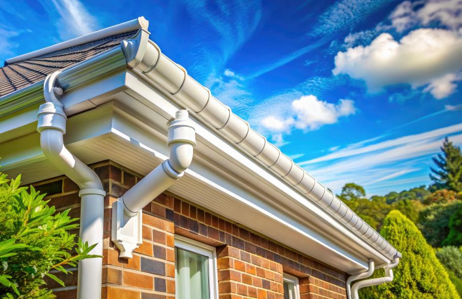 Guttering and downpipe on a modern house