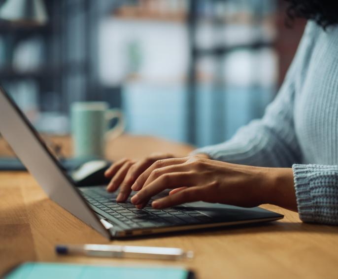 Person on laptop at home